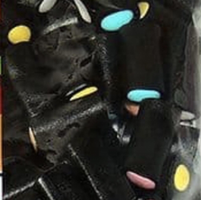 Lollywood Gevulde Zwarte Dropstaafjes Fruit - 1 kg